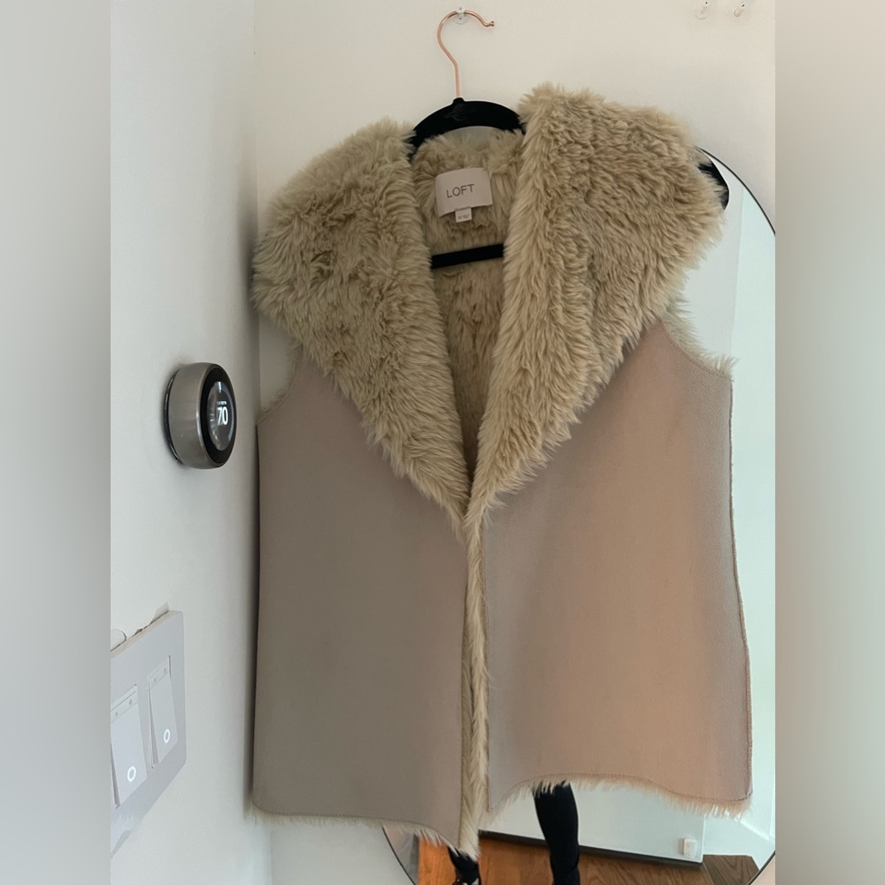 LOFT reversible faux fur and suede vest